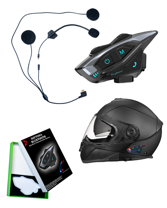 Daytona Helmets Motorcycle Bluetooth Headset - Motorcycle Communication System For All Types of  Helmets