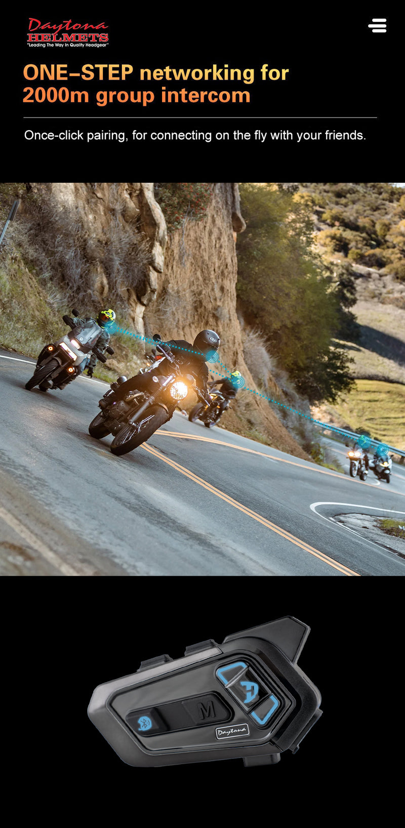 Load image into Gallery viewer, Daytona Helmets Motorcycle Bluetooth Headset - Motorcycle Communication System For All Types of Helmets - 2