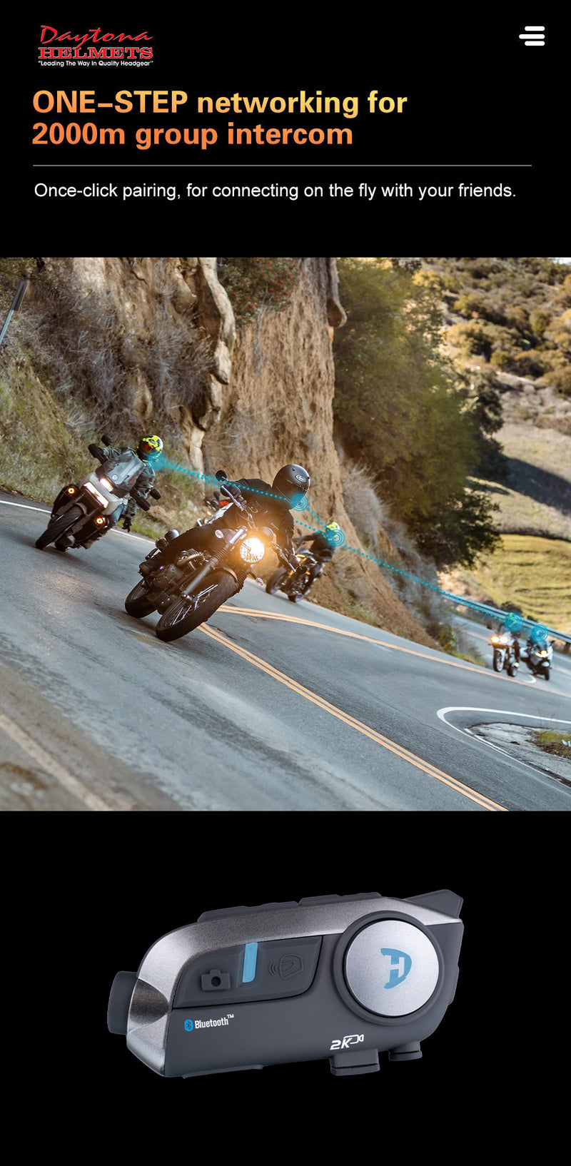 Load image into Gallery viewer, Daytona Helmets Motorcycle Bluetooth Headset - Motorcycle Communication System For All Types of Helmets - Cam