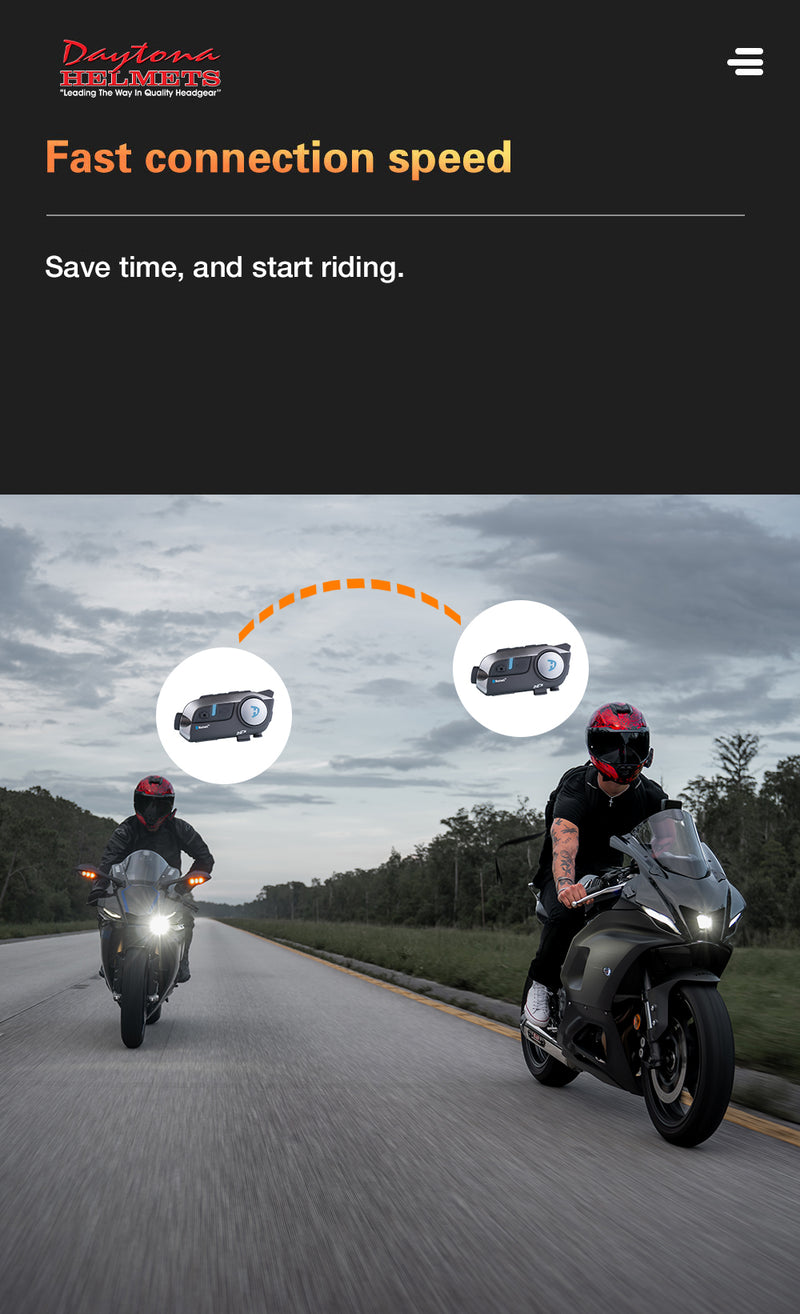Load image into Gallery viewer, Daytona Helmets Motorcycle Bluetooth Headset - Motorcycle Communication System For All Types of Helmets - Cam