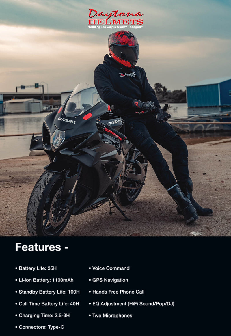 Load image into Gallery viewer, Daytona Helmets Motorcycle Bluetooth Headset - Motorcycle Communication System For All Types of Helmets - Solo