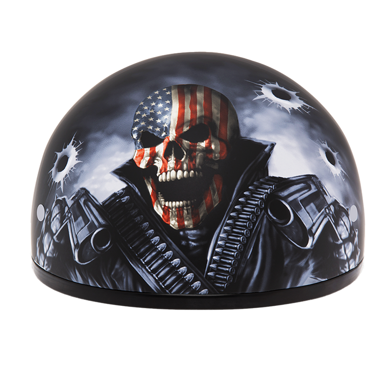 Load image into Gallery viewer, DOT Approved Daytona Motorcycle Half Face Helmet - Skull Cap Graphics for Men &amp; Women, Scooters, ATVs, UTVs &amp; Choppers - W/ Come Get &#39;Em
