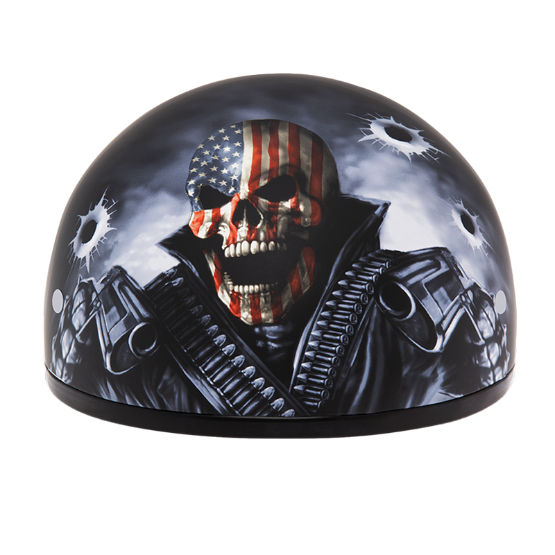 Load image into Gallery viewer, DOT Approved Daytona Motorcycle Half Face Helmet - Skull Cap Graphics for Men & Women, Scooters, ATVs, UTVs & Choppers - W/ Come Get 'Em