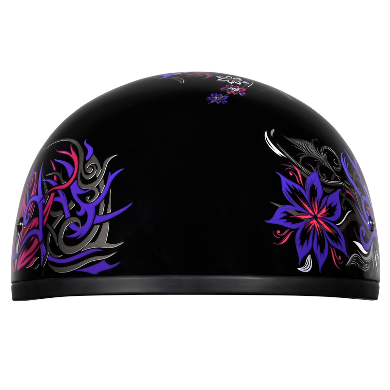 Load image into Gallery viewer, DOT Approved Daytona Motorcycle Half Face Helmet - Skull Cap Graphics for Men & Women, Scooters, ATVs, UTVs & Choppers - W/ Flowers