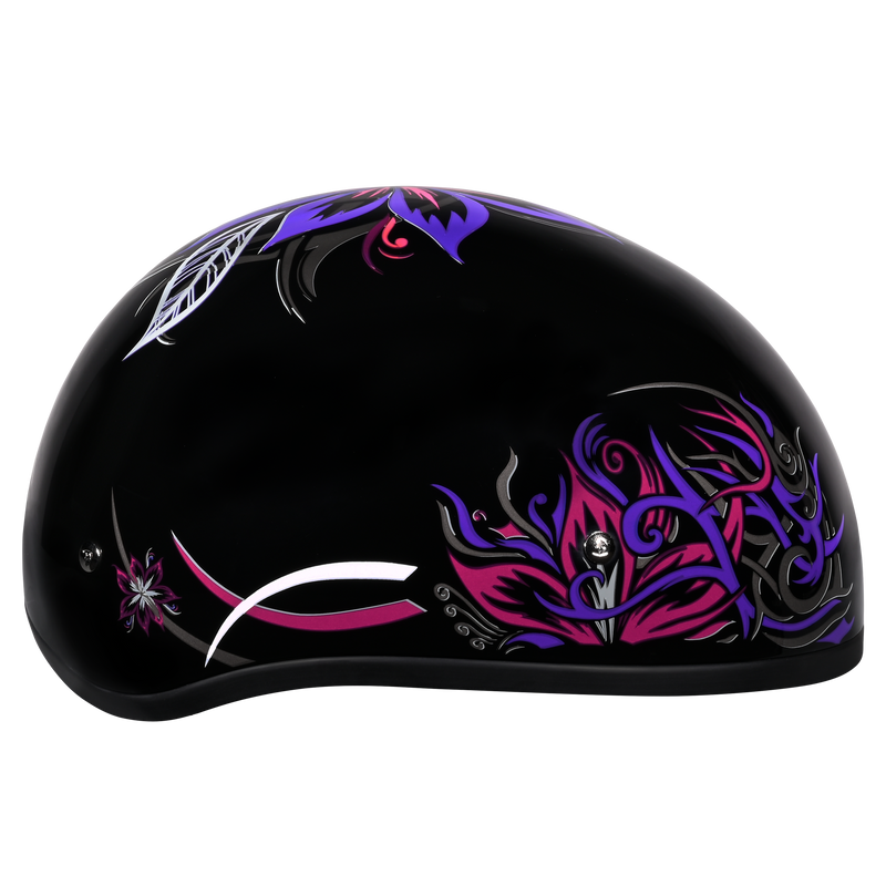 Load image into Gallery viewer, DOT Approved Daytona Motorcycle Half Face Helmet - Skull Cap Graphics for Men & Women, Scooters, ATVs, UTVs & Choppers - W/ Flowers