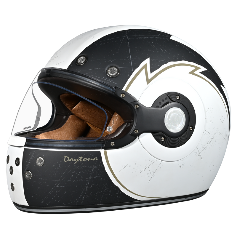 Load image into Gallery viewer, DOT Daytona Retro Full Face Motorcycle Helmet: Vintage Style for Men, Women, & Youth - W/ Blitz
