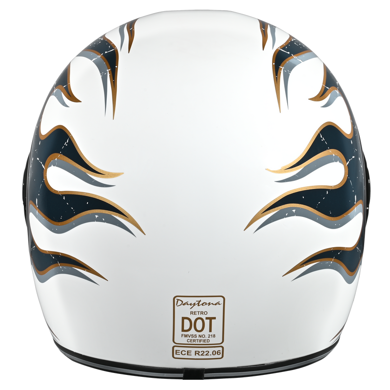 Load image into Gallery viewer, DOT Daytona Retro Full Face Motorcycle Helmet: Vintage Style for Men, Women, & Youth - W/ Flames