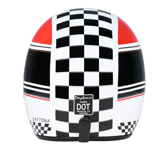DOT Approved Daytona Cruiser Open Face Motorcycle Helmet - Men, Women & Youth - With Visor & Graphics - W/ Daytona Classic