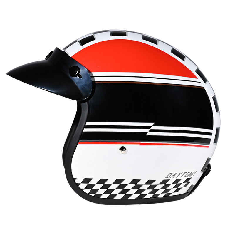 Load image into Gallery viewer, DOT Approved Daytona Cruiser Open Face Motorcycle Helmet - Men, Women & Youth - With Visor & Graphics - W/ Daytona Classic