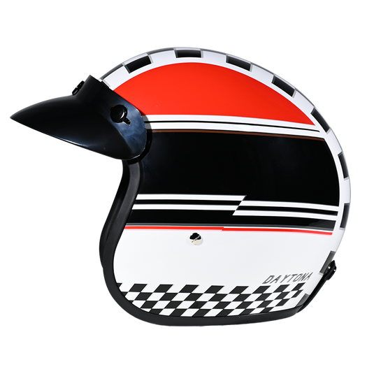 DOT Approved Daytona Cruiser Open Face Motorcycle Helmet - Men, Women & Youth - With Visor & Graphics - W/ Daytona Classic