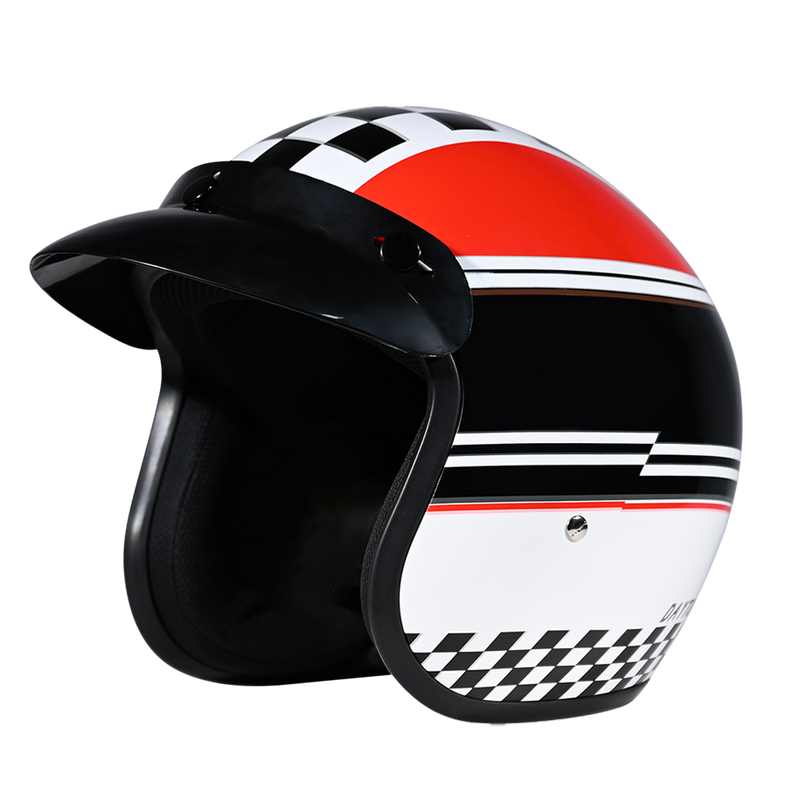 Load image into Gallery viewer, DOT Approved Daytona Cruiser Open Face Motorcycle Helmet - Men, Women &amp; Youth - With Visor &amp; Graphics - W/ Daytona Classic
