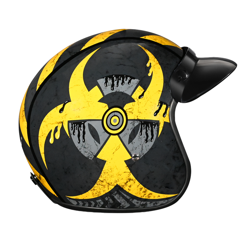 Load image into Gallery viewer, DOT Approved Daytona Cruiser Open Face Motorcycle Helmet - Men, Women &amp; Youth - With Visor &amp; Graphics - W/ Toxic
