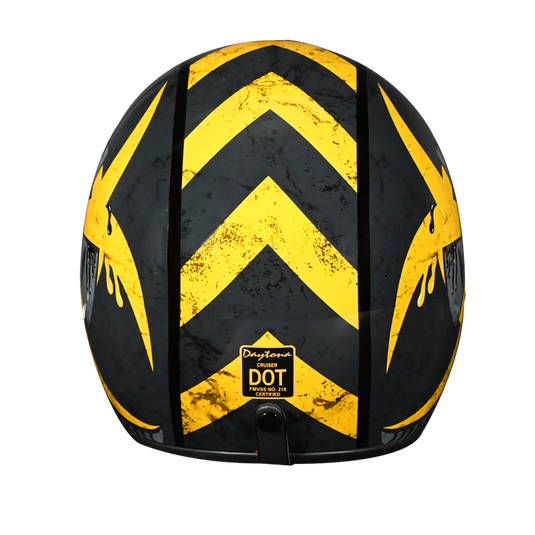 DOT Approved Daytona Cruiser Open Face Motorcycle Helmet - Men, Women & Youth - With Visor & Graphics - W/ Toxic