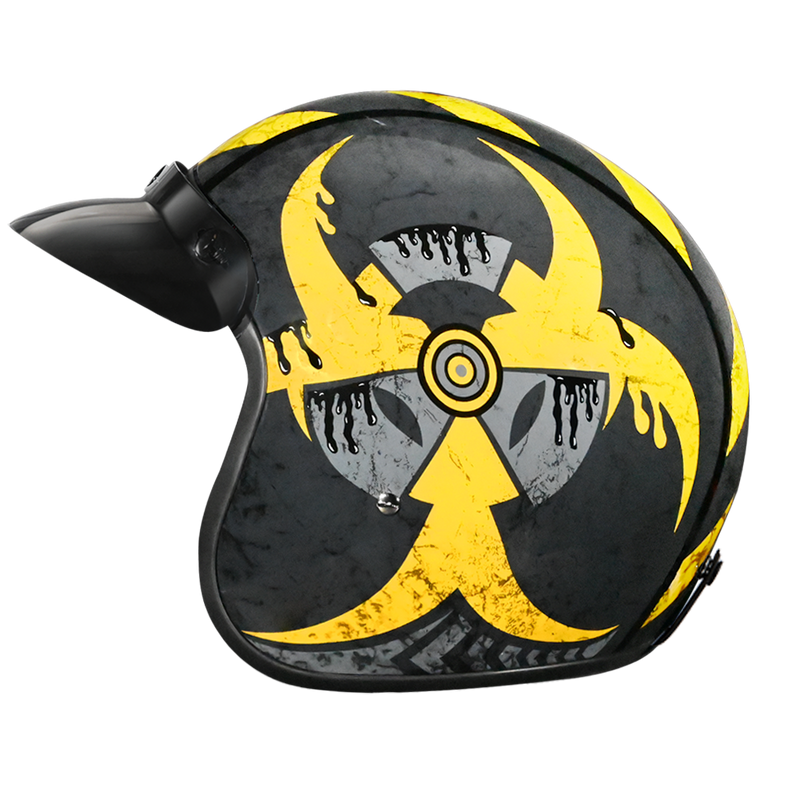 Load image into Gallery viewer, DOT Approved Daytona Cruiser Open Face Motorcycle Helmet - Men, Women & Youth - With Visor & Graphics - W/ Toxic