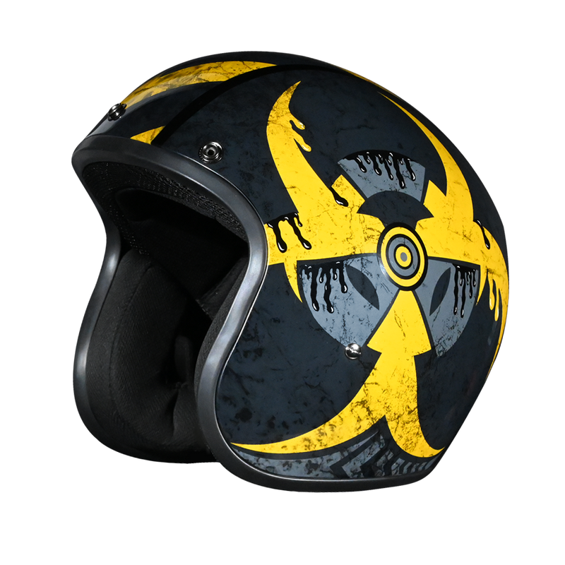 Load image into Gallery viewer, DOT Approved Daytona Cruiser Open Face Motorcycle Helmet - Men, Women &amp; Youth - With Visor &amp; Graphics - W/ Toxic
