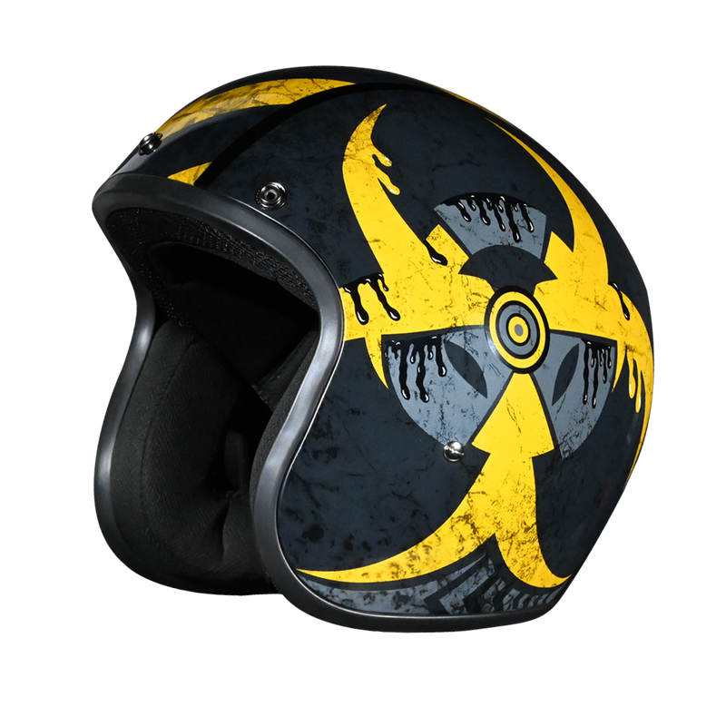 Load image into Gallery viewer, DOT Approved Daytona Cruiser Open Face Motorcycle Helmet - Men, Women & Youth - With Visor & Graphics - W/ Toxic