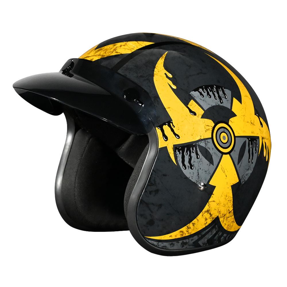 Daytona Cruiser Open Face Motorcycle Helmet - Visor & Graphics - W/ Toxic