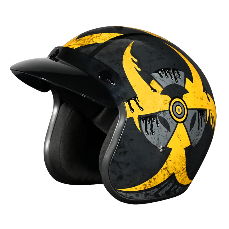 Load image into Gallery viewer, DOT Approved Daytona Cruiser Open Face Motorcycle Helmet - Men, Women & Youth - With Visor & Graphics - W/ Toxic
