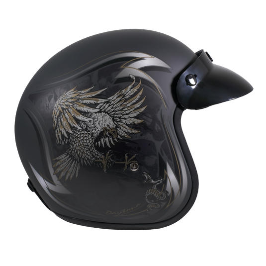 DOT Approved Daytona Cruiser Open Face Motorcycle Helmet - Men, Women & Youth - With Visor & Graphics - W/ Wild Soul