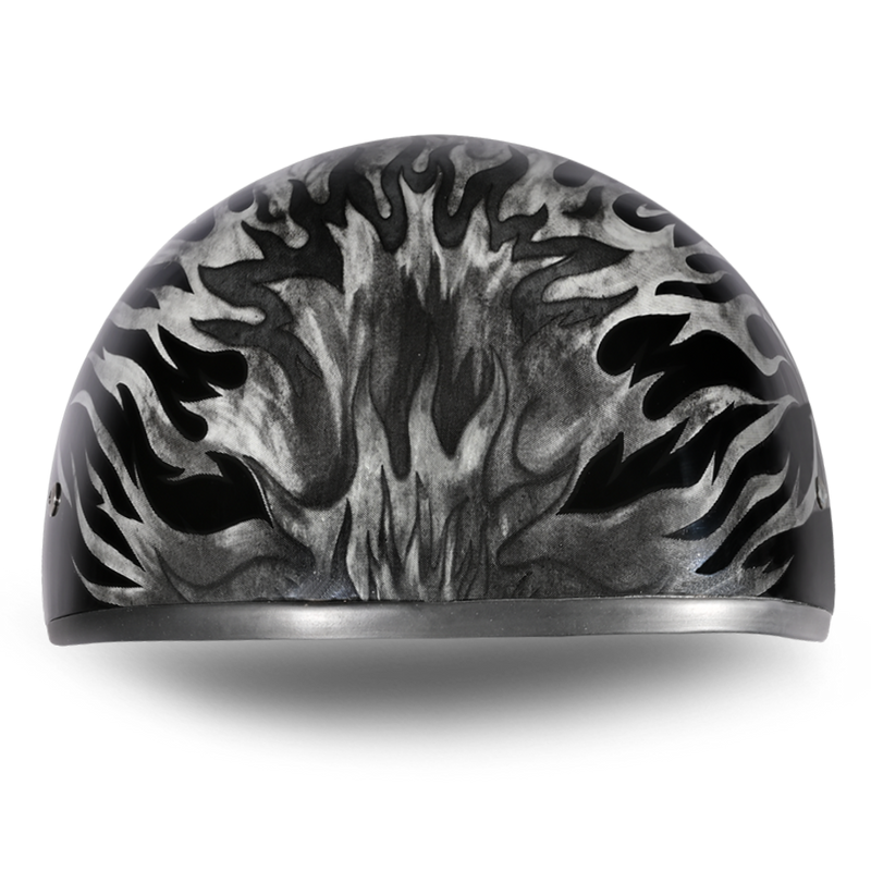 Load image into Gallery viewer, DOT Approved Daytona Motorcycle Half Face Helmet - Skull Cap Graphics for Men & Women, Scooters, ATVs, UTVs & Choppers - W/ Ignite Grey