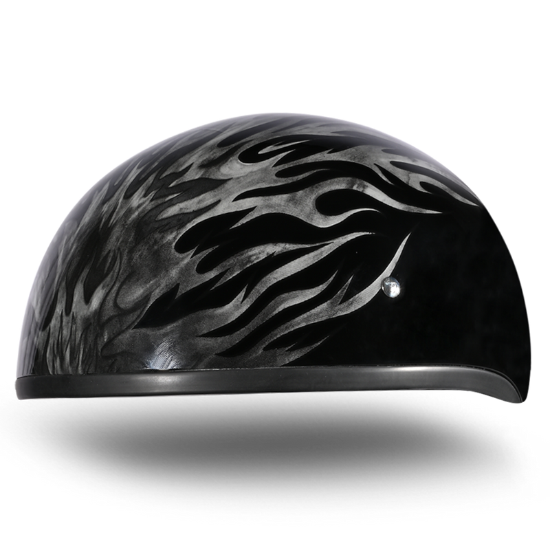 Load image into Gallery viewer, DOT Approved Daytona Motorcycle Half Face Helmet - Skull Cap Graphics for Men & Women, Scooters, ATVs, UTVs & Choppers - W/ Ignite Grey
