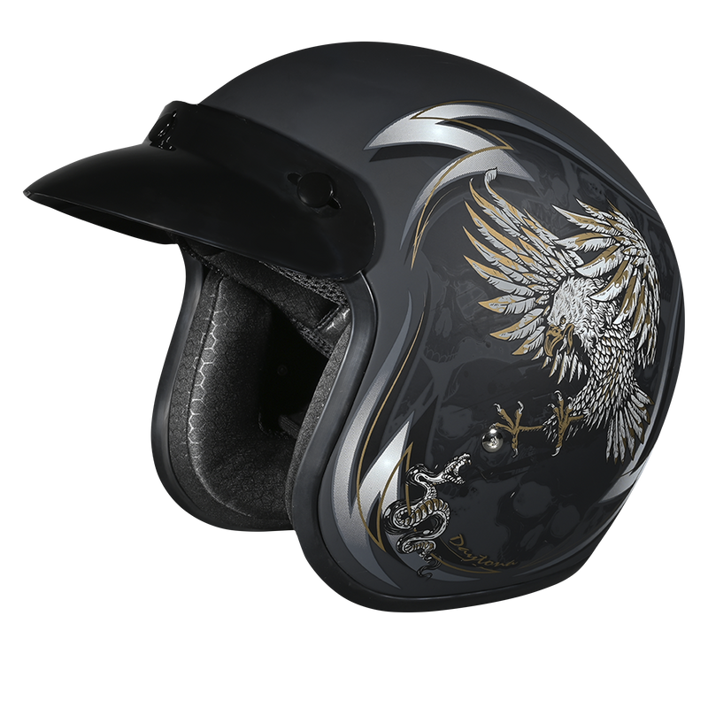 Load image into Gallery viewer, DOT Approved Daytona Cruiser Open Face Motorcycle Helmet - Men, Women & Youth - With Visor & Graphics - W/ Wild Soul