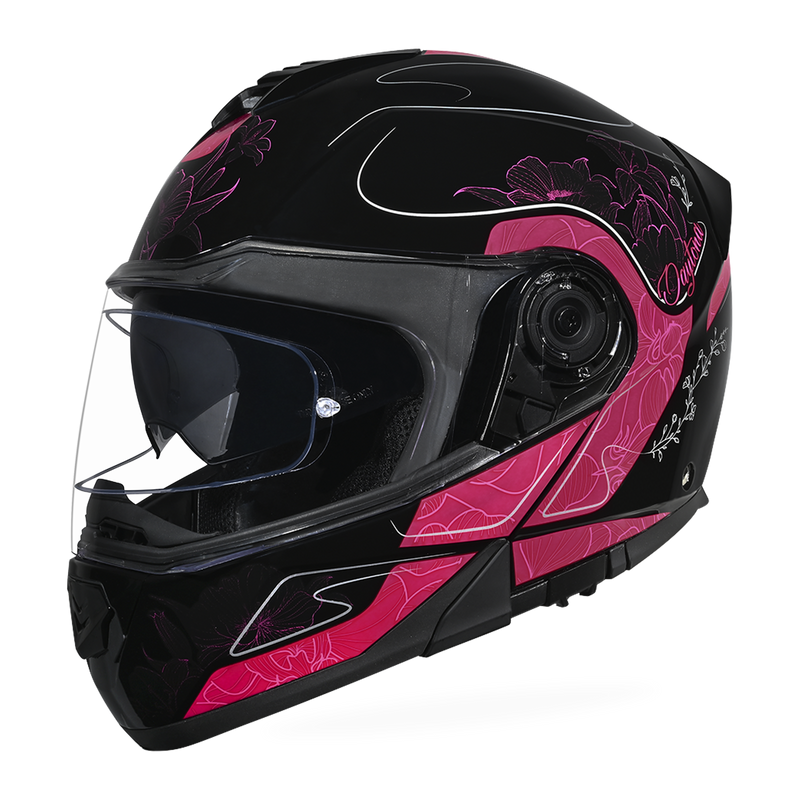 Load image into Gallery viewer, Daytona Glide Modular Motorcycle Helmet - DOT Approved, Bluetooth Ready, Dual Visor, Men/Women/Youth - W/ Flowers
