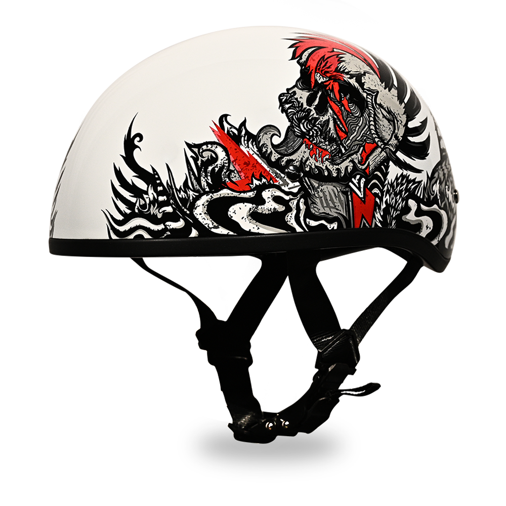 JOKER D STAINLESS #02　&FIREBALL-F- DOT Approved Daytona Motorcycle Half Face Helmet - Skull Cap
