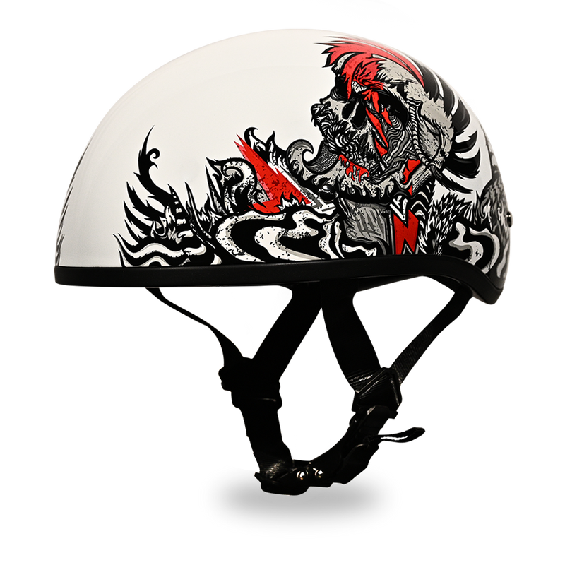 Load image into Gallery viewer, DOT Approved Daytona Motorcycle Half Face Helmet - Skull Cap Graphics for Men &amp; Women, Scooters, ATVs, UTVs &amp; Choppers - W/ Rockin&#39; Reaper
