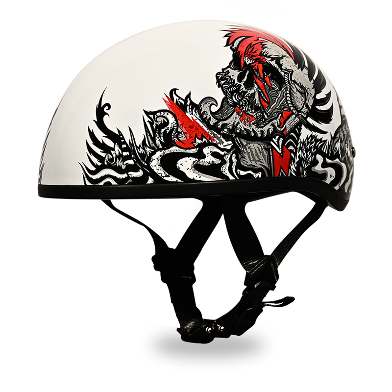 Load image into Gallery viewer, DOT Approved Daytona Motorcycle Half Face Helmet - Skull Cap Graphics for Men, Scooters, ATVs, UTVs &amp; Choppers - W/ Rockin&#39; Reaper
