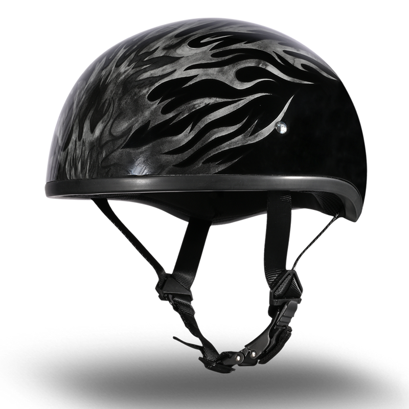 Load image into Gallery viewer, DOT Approved Daytona Motorcycle Half Face Helmet - Skull Cap Graphics for Men & Women, Scooters, ATVs, UTVs & Choppers - W/ Ignite Grey
