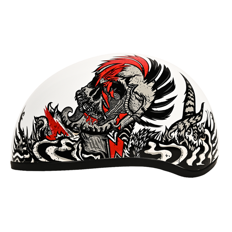 Load image into Gallery viewer, DOT Approved Daytona Motorcycle Half Face Helmet - Skull Cap Graphics for Men & Women, Scooters, ATVs, UTVs & Choppers - W/ Rockin' Reaper
