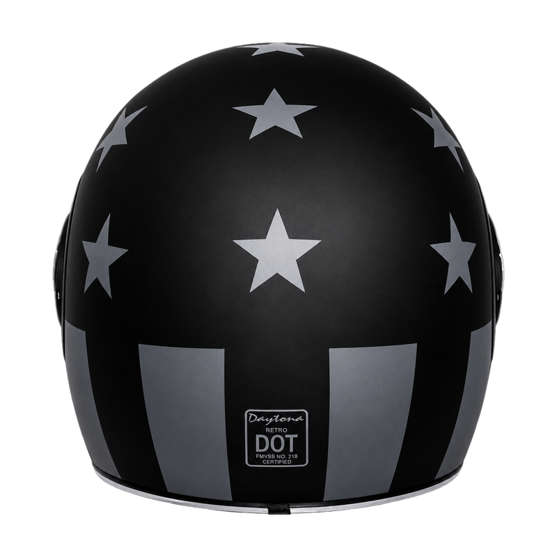 Load image into Gallery viewer, DOT Daytona Retro Full Face Motorcycle Helmet: Vintage Style for Men, Women, & Youth - W/ Captain America Stealth