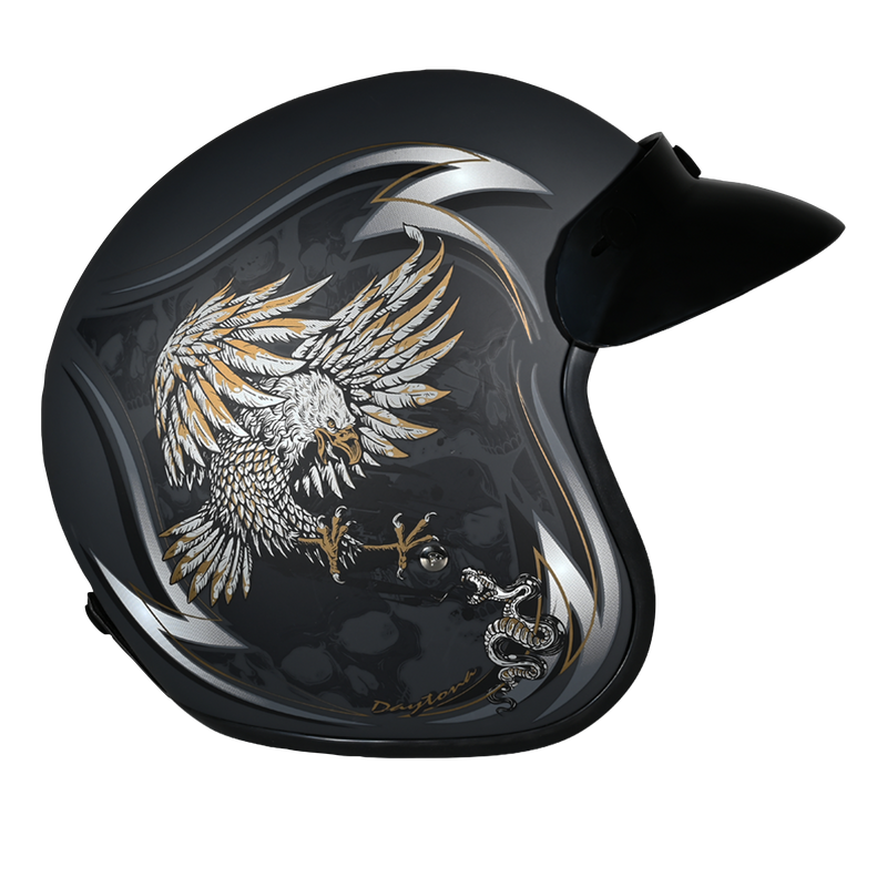 Load image into Gallery viewer, DOT Approved Daytona Cruiser Open Face Motorcycle Helmet - Men, Women & Youth - With Visor & Graphics - W/ Wild Soul