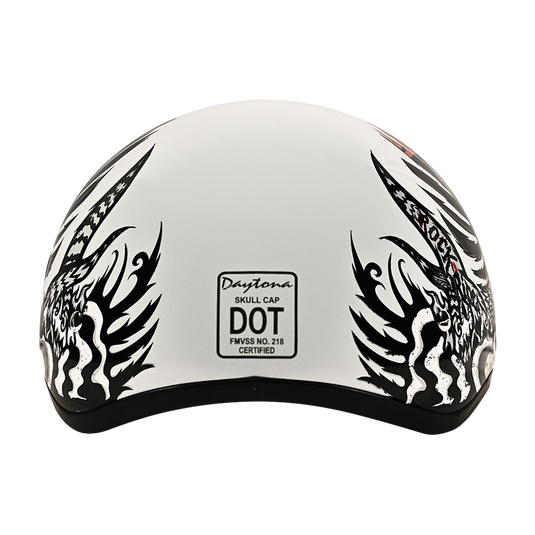 DOT Approved Daytona Motorcycle Half Face Helmet - Skull Cap Graphics for Men & Women, Scooters, ATVs, UTVs & Choppers - W/ Rockin' Reaper