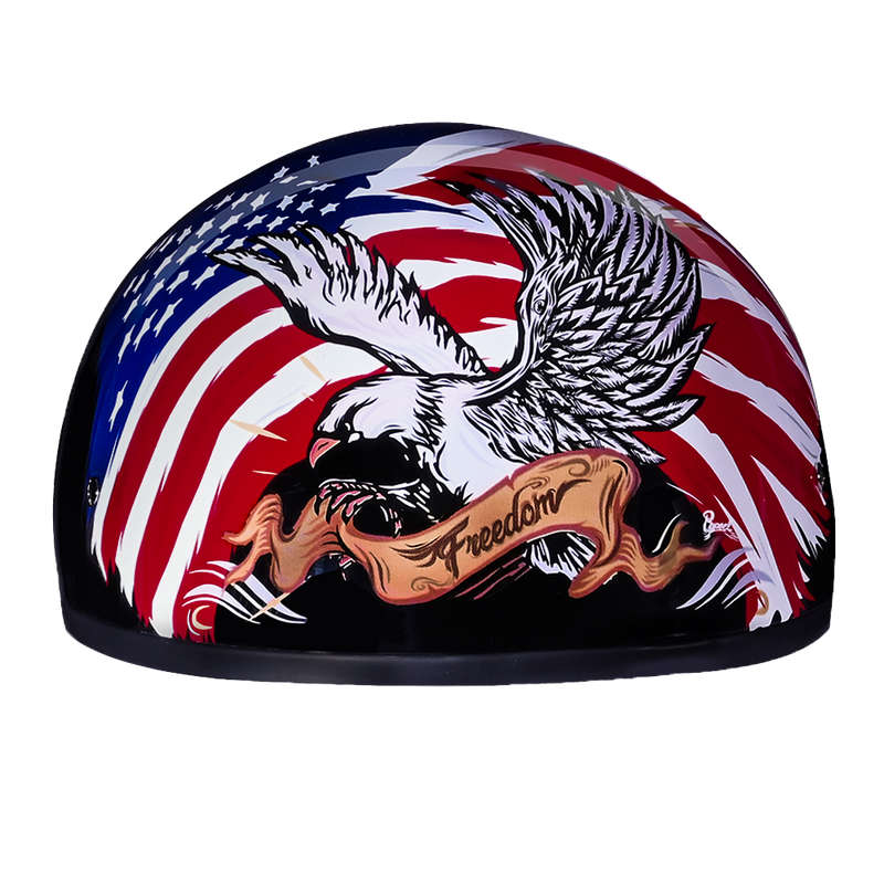 Load image into Gallery viewer, DOT Approved Daytona Motorcycle Half Face Helmet - Skull Cap Graphics for Men & Women, Scooters, ATVs, UTVs & Choppers - W/ Freedom 2.0