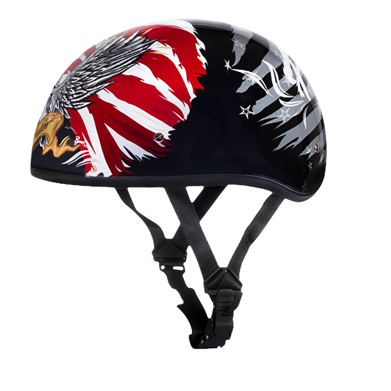 Load image into Gallery viewer, DOT Approved Daytona Motorcycle Half Face Helmet - Skull Cap Graphics for Men & Women, Scooters, ATVs, UTVs & Choppers - W/ Freedom 2.0