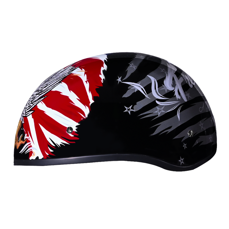 Load image into Gallery viewer, DOT Approved Daytona Motorcycle Half Face Helmet - Skull Cap Graphics for Men & Women, Scooters, ATVs, UTVs & Choppers - W/ Freedom 2.0