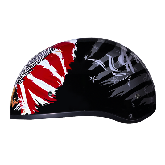 DOT Approved Daytona Motorcycle Half Face Helmet - Skull Cap Graphics for Men, Scooters, ATVs, UTVs & Choppers - W/ Freedom 2.0