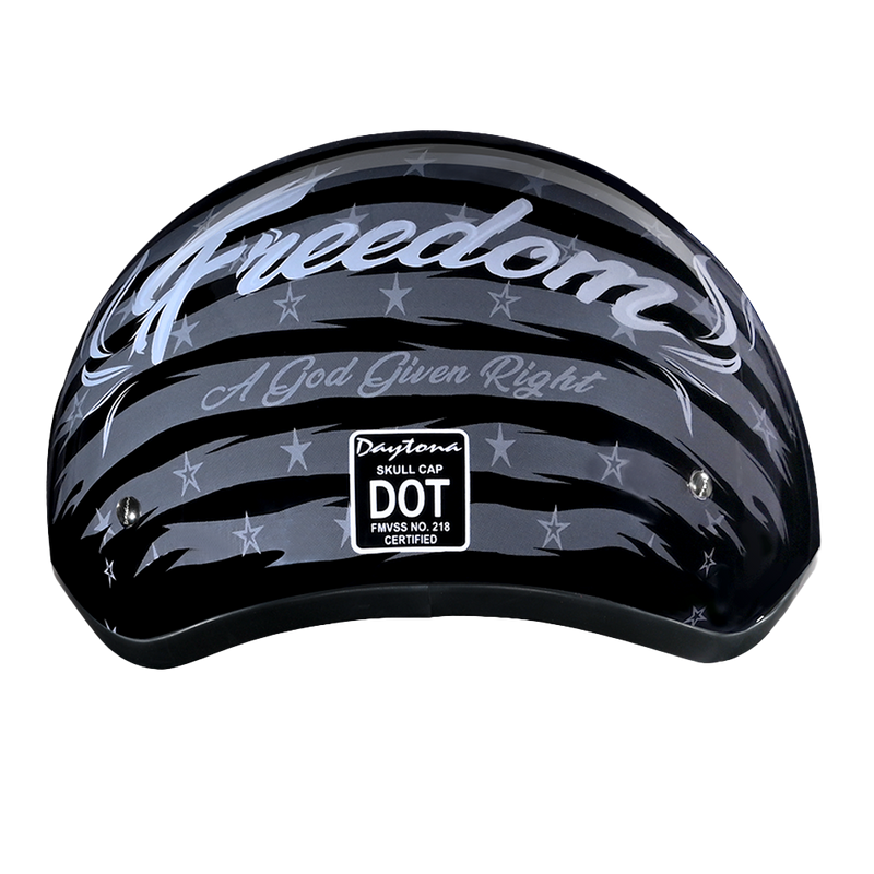 Load image into Gallery viewer, DOT Approved Daytona Motorcycle Half Face Helmet - Skull Cap Graphics for Men & Women, Scooters, ATVs, UTVs & Choppers - W/ Freedom 2.0