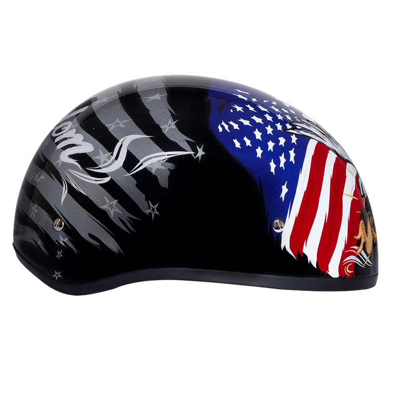 Load image into Gallery viewer, DOT Approved Daytona Motorcycle Half Face Helmet - Skull Cap Graphics for Men & Women, Scooters, ATVs, UTVs & Choppers - W/ Freedom 2.0
