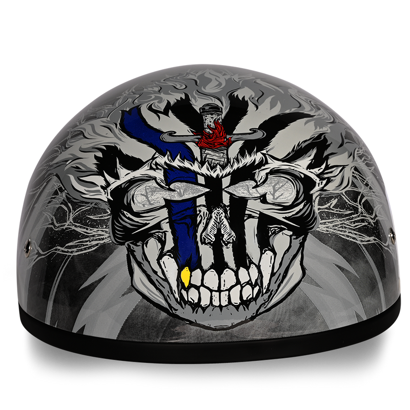 Load image into Gallery viewer, DOT Approved Daytona Motorcycle Half Face Helmet - Skull Cap Graphics for Men & Women, Scooters, ATVs, UTVs & Choppers - W/ Thunder