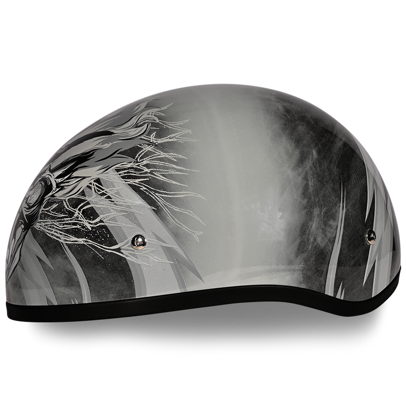 Load image into Gallery viewer, DOT Approved Daytona Motorcycle Half Face Helmet - Skull Cap Graphics for Men & Women, Scooters, ATVs, UTVs & Choppers - W/ Thunder