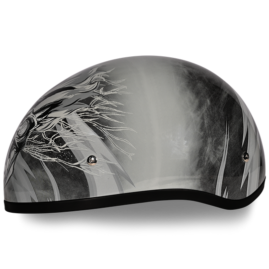 DOT Approved Daytona Motorcycle Half Face Helmet - Skull Cap Graphics for Men & Women, Scooters, ATVs, UTVs & Choppers - W/ Thunder