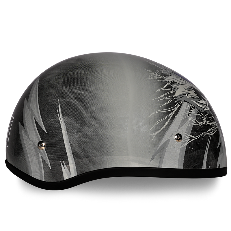 Load image into Gallery viewer, DOT Approved Daytona Motorcycle Half Face Helmet - Skull Cap Graphics for Men & Women, Scooters, ATVs, UTVs & Choppers - W/ Thunder