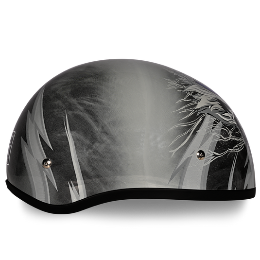 DOT Approved Daytona Motorcycle Half Face Helmet - Skull Cap Graphics for Men & Women, Scooters, ATVs, UTVs & Choppers - W/ Thunder