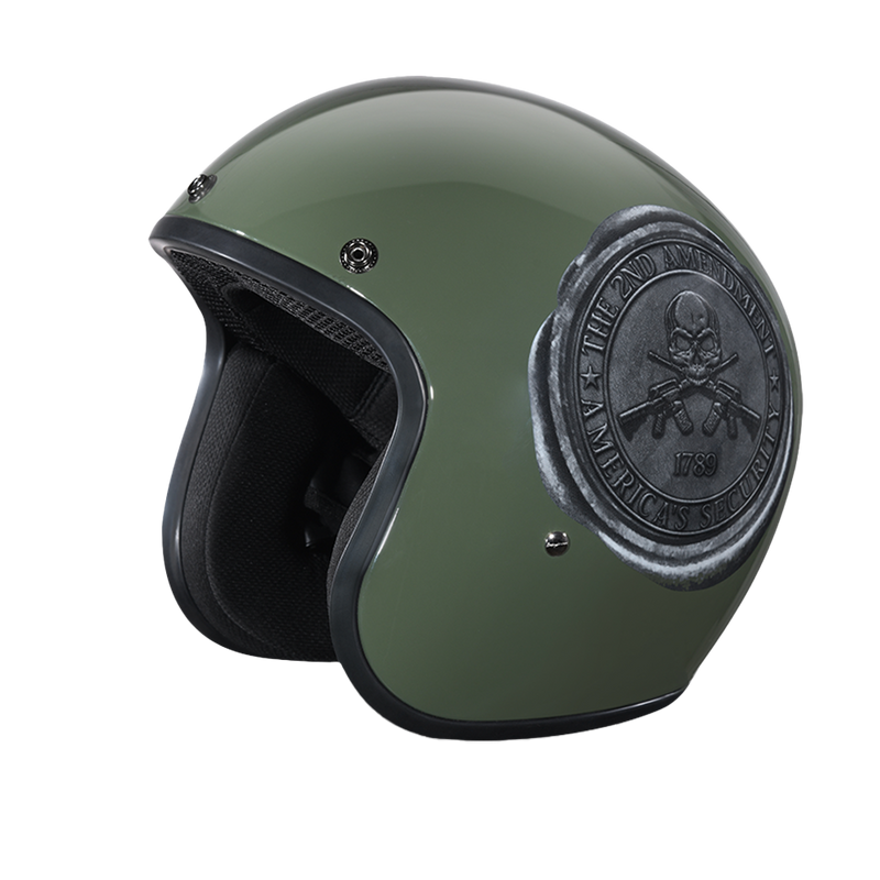 Load image into Gallery viewer, DOT Approved Daytona Cruiser Open Face Motorcycle Helmet - Men, Women & Youth - With Visor & Graphics - W/ 2nd Amendment Seal