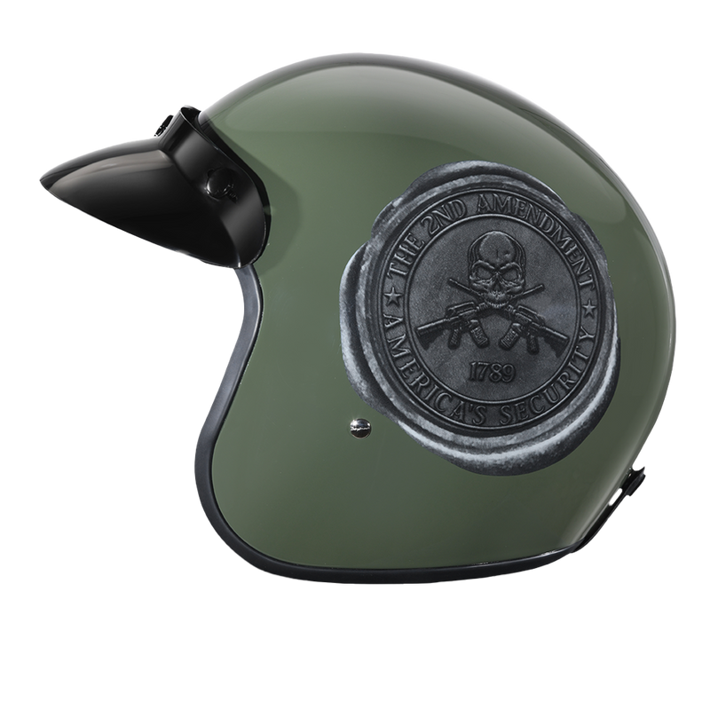 Load image into Gallery viewer, DOT Approved Daytona Cruiser Open Face Motorcycle Helmet - Men, Women & Youth - With Visor & Graphics - W/ 2nd Amendment Seal