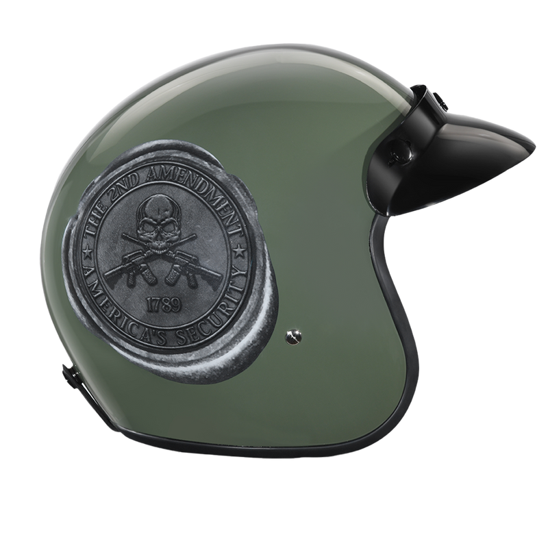 Load image into Gallery viewer, DOT Approved Daytona Cruiser Open Face Motorcycle Helmet - Men, Women & Youth - With Visor & Graphics - W/ 2nd Amendment Seal