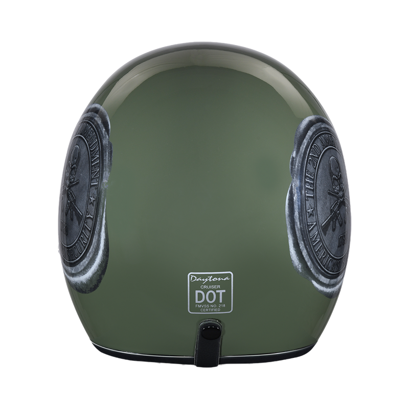Load image into Gallery viewer, DOT Approved Daytona Cruiser Open Face Motorcycle Helmet - Men, Women & Youth - With Visor & Graphics - W/ 2nd Amendment Seal